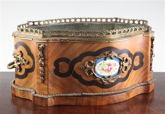 A 19th century French ormolu mounted kingwood jardiniere, 15in.